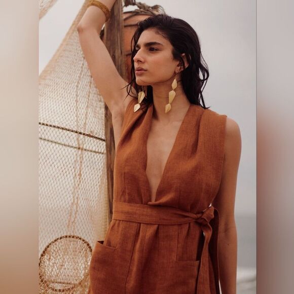 NWT 💯 %linen Banana Republic 2pcs Romper Set Size 6 - Picture 2 of 13